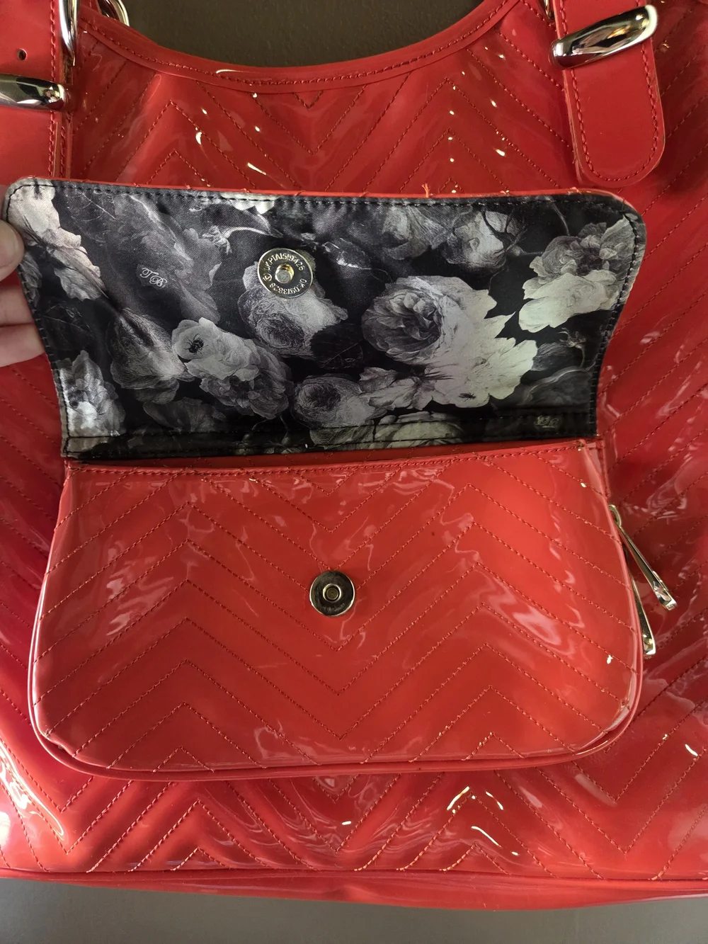 Ted Baker Orange Patent Chevron Tote Bag